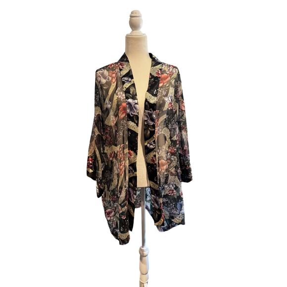 Victoria's Secret Other - VINTAGE VICTORIA'S SECRET Gold Label Sheer Floral Kimono Robe-One Size